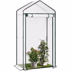 WOLTU Serre de Jardin Serre Tomate Serre dHivernage Cadre en Acier Porte Zippée 100x50x190 cm Blanc W0UETT0223