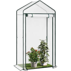WOLTU Serre de Jardin Serre Tomate Serre dHivernage Cadre en Acier Porte Zippée 100x50x190 cm Blanc W0UETT0223