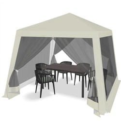 Tonnelle de Jardin Extérieur 3 x 3 m Woltu avec Moustiquaire, Pergola Jardin Extérieur, Tente de Réception, avec Parois Latérales en Maille, Beige