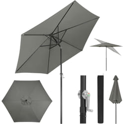 Parasol de Jardin, 270cm, Parasol Inclinable avec Manivelle, pour Jardin/Balcon/Terrasse/Plage/Marché, Tissu Anti-UV 180g/m², Gris Foncé - Woltu