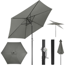 Parasol de Jardin, 300cm, Parasol Inclinable avec Manivelle, pour Jardin/Balcon/Terrasse/Plage/Marché, Tissu Anti-UV 180g/m², Gris Foncé - Woltu