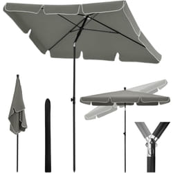 Parasol de Jardin Extérieur, 2x1,2m, Parasol Plage, Parasol Rectangulaire Inclinable, Hauteur Réglable, Protection uv, 180g/m², Gris Foncé - Woltu