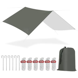Woltu - Bâche de Protection Extérieur, 3x3 m, Bâche Camping, Bâche Imperméable, Toile de Tente, Angle Droit, Anti-UV, Anti-Pluie, Gris