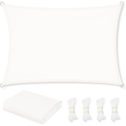 Voile d'Ombrage Imperméable 3x4 m, en pes, 200 g/m² Polyester, Toile Parasol Protection Solaire et Rayons uv, Beige - Woltu