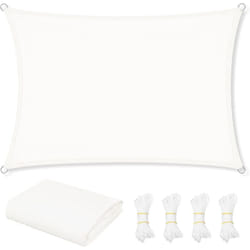 Voile d'Ombrage Imperméable 3x5 m, en pes, 200 g/m² Polyester, Toile Parasol Protection Solaire et Rayons uv, Beige - Woltu