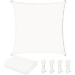 Voile d'Ombrage Imperméable 5x5 m, en pes, 200 g/m² Polyester, Toile Parasol Protection Solaire et Rayons uv, Beige - Woltu
