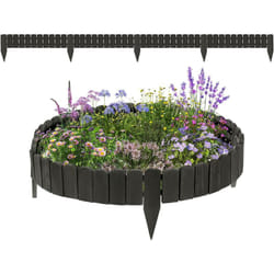 WOLTU Clôture de Pelouse Décorative en Bois, Bordure de Jardin Flexible, Palissade de Jardin Extérieur, 203x35 cm, Anthracite