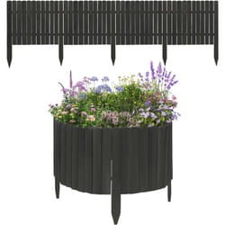 WOLTU Clôture de Pelouse Décorative en Bois, Bordure de Jardin Flexible, Palissade de Jardin Extérieur, 203x60 cm, Anthracite