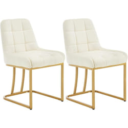 Lot de 2 Chaises Salle à Manger en Velours Woltu Chaise Cuisine , Chaise Salon, Chaise Coiffeuse , 38 x 39 x 84 cm, Crème