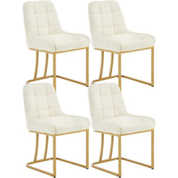 Lot de 4 Chaises Salle à Manger en Velours Woltu Chaise Cuisine , Chaise Salon, Chaise Coiffeuse , 38 x 39 x 84 cm, Crème