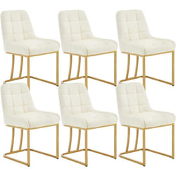Lot de 6 Chaises Salle à Manger en Velours Woltu Chaise Cuisine , Chaise Salon, Chaise Coiffeuse , 38 x 39 x 84 cm, Crème
