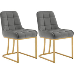 Lot de 2 Chaises Salle à Manger en Velours Woltu Chaise Cuisine , Chaise Salon, Chaise Coiffeuse , 38 x 39 x 84 cm, Gris Foncé