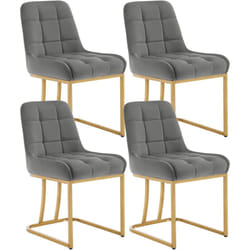 Lot de 4 Chaises Salle à Manger en Velours Woltu Chaise Cuisine , Chaise Salon, Chaise Coiffeuse , 38 x 39 x 84 cm, Gris Foncé