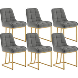 Woltu - Lot de 6 Chaises Salle à Manger en Velours Chaise Cuisine , Chaise Salon, Chaise Coiffeuse , 38 x 39 x 84 cm, Gris Foncé
