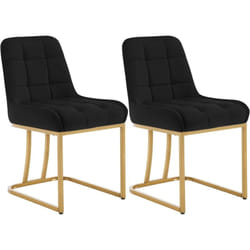 Lot de 2 Chaises Salle à Manger en Velours Woltu Chaise Cuisine , Chaise Salon, Chaise Coiffeuse , 38 x 39 x 84 cm, Noir