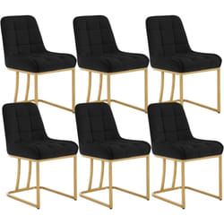Lot de 6 Chaises Salle à Manger en Velours Woltu Chaise Cuisine , Chaise Salon, Chaise Coiffeuse , 38 x 39 x 84 cm, Noir