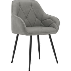 Chaise de Salle à Manger en Simili Cuir, Chaise de Cuisine avec Dossier, Accoudoirs, Pieds en Métal, Chaise Ergonomique,Gris Foncé - Woltu