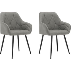 Lot de 2 Chaises de Salle à Manger en Simili Cuir, Chaise de Cuisine avec Dossier, Accoudoirs, Pieds en Métal, Chaise Ergonomique,Gris Foncé - Woltu