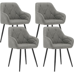 Lot de 4 Chaises de Salle à Manger en Simili Cuir, Chaise de Cuisine avec Dossier, Accoudoirs, Pieds en Métal, Chaise Ergonomique,Gris Foncé - Woltu