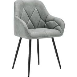 Chaise de Salle à Manger en Simili Cuir, Chaise de Cuisine avec Dossier, Accoudoirs, Pieds en Métal, Chaise Ergonomique,Gris - Woltu