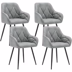WOLTU Lot de 4 Chaises de Salle à Manger Chaise Cuisine Rembourrée en SimiliCuir Vintage Pieds en Métal Gris W0ATT0544-4