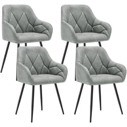 WOLTU Lot de 4 Chaises de Salle à Manger Chaise Cuisine Rembourrée en SimiliCuir Vintage Pieds en Métal Gris W0ATT0544-4