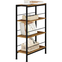 Tagère Rangement, Étagère Étroite à 4 Niveaux, Étagère Cuisine, en mdf avec Cadre Métallique, ‎50 x 20 x 78 cm, Marron Rustique+Noir - Woltu