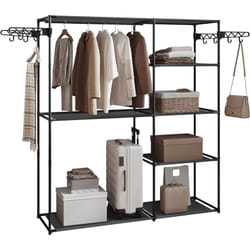 Woltu - Penderie Vêtement, Armoire Chambre, Portant à Vêtement, en Métal et Tissu, 148 x 42, 5 x 166, 5 cm, Noir