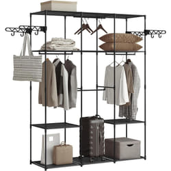Woltu - Portant à Vêtements, Penderie Vêtement, Armoire de Rangement Ouverte, en Métal, 134x42, 5x182, 5cm, Noir