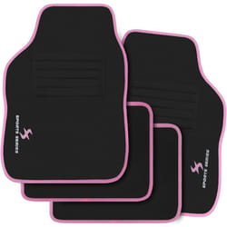Tapis de Sol Voiture, Broderie Sports, Protecteurs, 4 pièces, Avant et Arrière Tapis Universel Antidérapant, Noir poudré - Woltu