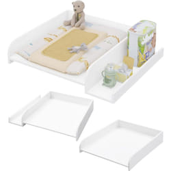 Woltu - Plan à Langer pour Machine à Laver, 80x70x16, 5cm, Planche à Langer Bébé, avec Rebord de Protection et Étagère de Rangement, Blanc