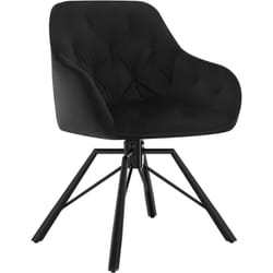 Chaise Salle à Manger Pivotante, Chaise Cuisine en Velours + Métal, Chaise à Haut Dossier, Chaise Scandinave, Noir - Woltu