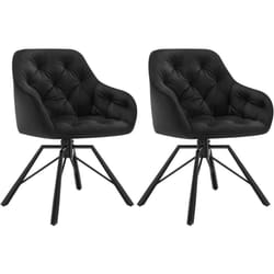 Lot de 2 Chaises Salle à Manger Pivotante, Chaises Cuisine en Velours + Métal, Chaises à Haut Dossier, Chaises Scandinave, Noir - Woltu