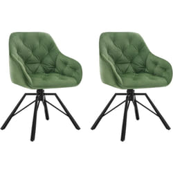 Woltu - Lot de 2 Chaises Salle à Manger Pivotante, Chaises Cuisine en Velours + Métal, Chaises à Haut Dossier, Chaises Scandinave, Vert foncé