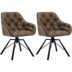 Lot de 2 Chaises Salle à Manger Pivotante, Chaises de Cuisine en pu + Métal, Chaises à Haut Dossier, Chaises Scandinave, Marron - Woltu