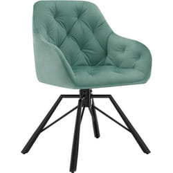 Chaise Salle à Manger Pivotante, Chaise Cuisine en Velours + Métal, Chaise à Haut Dossier, Chaise Scandinave, Turquoise - Woltu