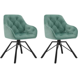 WOLTU Lot de 2 Chaises Salle à Manger Pivotante, Chaises Cuisine en Velours + Métal, Chaises à Haut Dossier, Chaises Scandinave, Turquoise