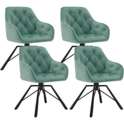 Woltu - Lot de 4 Chaises Salle à Manger Pivotante, Chaises Cuisine en Velours + Métal, Chaises à Haut Dossier, Chaises Scandinave, Turquoise