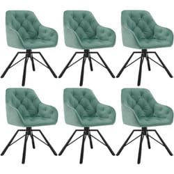 Woltu - Lot de 6 Chaises Salle à Manger Pivotante, Chaises Cuisine en Velours + Métal, Chaises à Haut Dossier, Chaises Scandinave, Turquoise