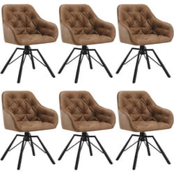 Lot de 6 Chaises Salle à Manger Pivotante, Chaises de Cuisine en pu + Métal, Chaises à Haut Dossier, Chaises Scandinave, Marron Clair - Woltu