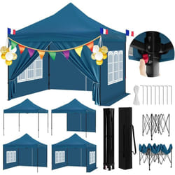 Woltu - Tonnelle de Jardin Extérieur 3x3m, Tente de Réception Imperméable, Pergola, Barnum Pliant, Hauteur Réglable, Bleu