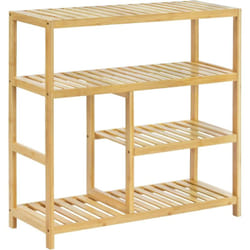 WOLTU Étagère à chaussures 4 niveaux en bambou, rangement à chaussures, étagère à chaussures, 68 x 68,5 x 26 cm, Naturel