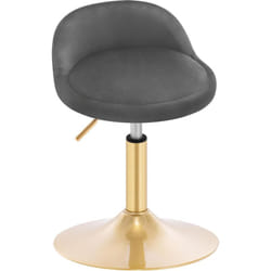 Woltu - Chaise de Maquillage en Velours + Métal - Tabouret Coiffeuse - Tabouret Pivotant Réglable en Hauteur 42,5-59 cm - Gris Foncé + Or