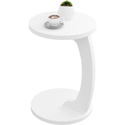 Table d'Appoint, 38x55 cm, Table Basse Ronde, Bout de Canapé, Table Salon, Table Basse Scandinave, en mdf, Blanc - Woltu