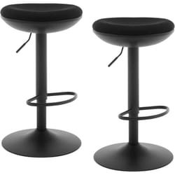 Lot de 2 Tabouret Bar Rond, Tabouret Haut, Chaise de Bar Pivotant à 360°, Tabouret de Cuisine, Réglable en Hauteur, en Tissu Élastique, Noir - Woltu