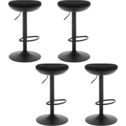 Lot de 4 Tabouret Bar Rond, Tabouret Haut, Chaise de Bar Pivotant à 360°, Tabouret de Cuisine, Réglable en Hauteur, en Tissu Élastique, Noir - Woltu