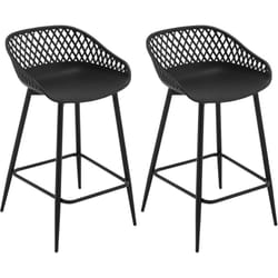 Lot de 2 Tabourets de Bar Woltu Tabourets Bar avec Repose-Pieds et Dossier, Tabourets Haut, Tabourets Extérieur Jardin en Plastique et Métalliques,