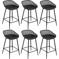 Lot de 6 Tabourets de Bar Woltu Tabourets Bar avec Repose-Pieds et Dossier, Tabourets Haut, Tabourets Extérieur Jardin en Plastique et Métalliques,