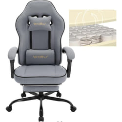 Woltu - Chaise Gaming, Fauteuil Gaming, Chaise Ergonomique, avec Coussin à Ressorts Ensachés, Appui-tête, Support Lombaire, Repose-Pieds, Tissu