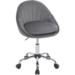 Woltu - Chaise Bureau en Velours, Chaise Coiffeuse, Chaise Pivotante, Chaise de Bureau Ergonomique, Réglable en Hauteur, Gris foncé